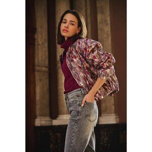 NWT ESQUALO REINA Metallic Mosaic Jewel-Tone Bomber Jacket